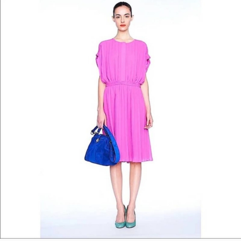 J.Crew Size 12 Elegant Blouson Orchid Color Pleated Dress New With Tags